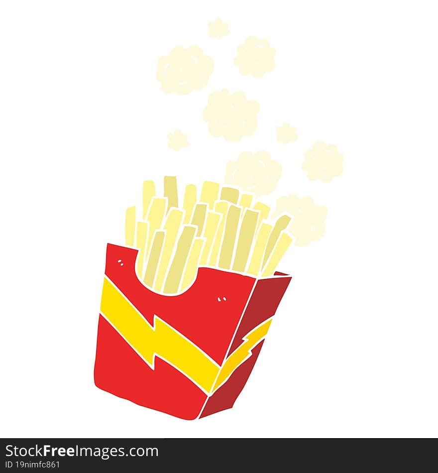 flat color illustration of a cartoon french fries