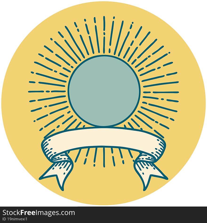 icon with banner of a sun