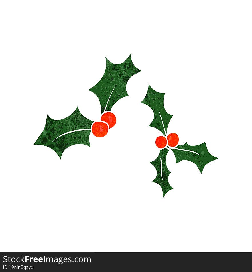 Retro Cartoon Christmas Holly