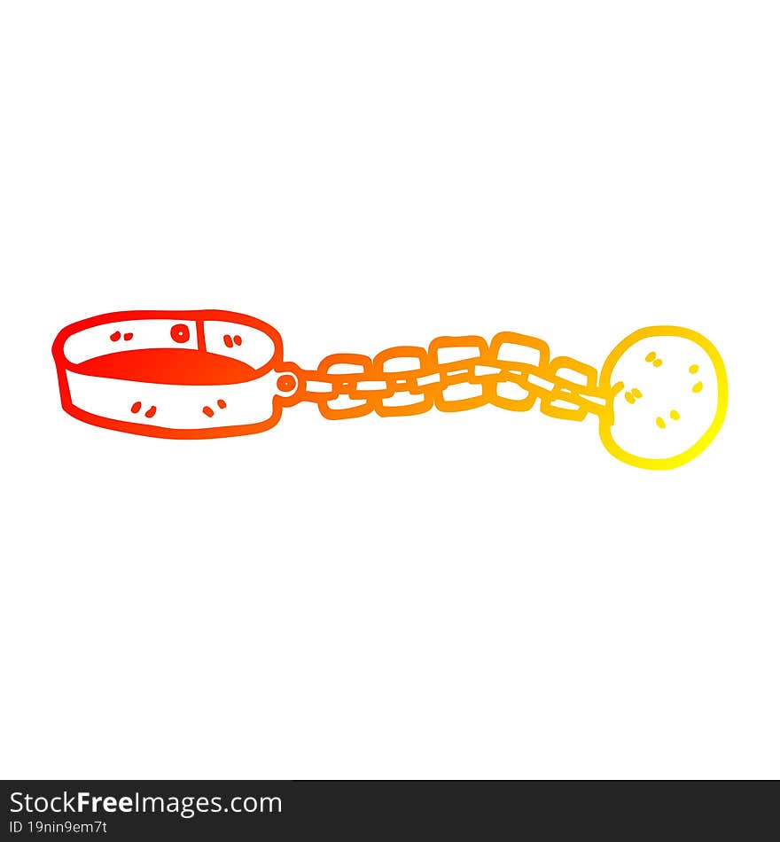 Warm Gradient Line Drawing Cartoon Of Ball And Chain