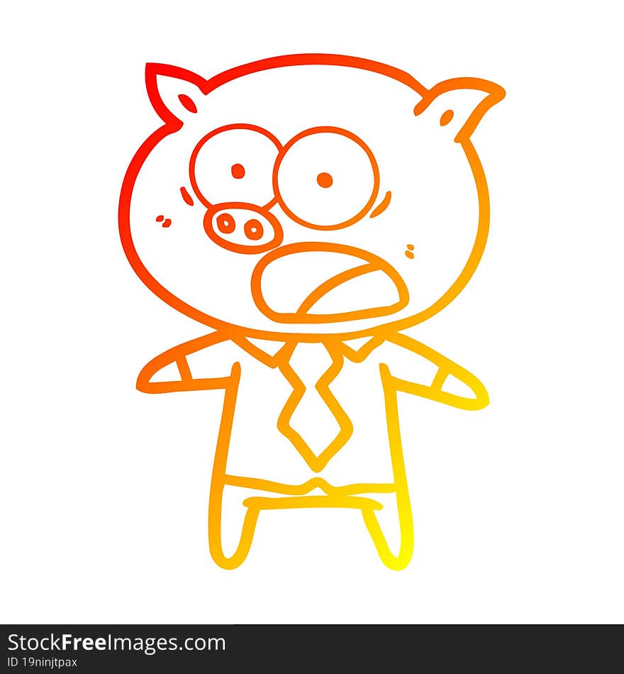 warm gradient line drawing cartoon pig shouting