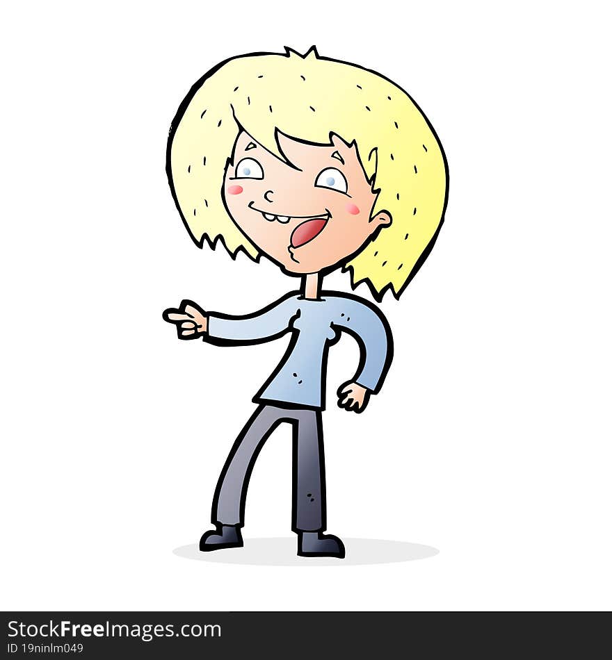 cartoon woman laughing and pointing