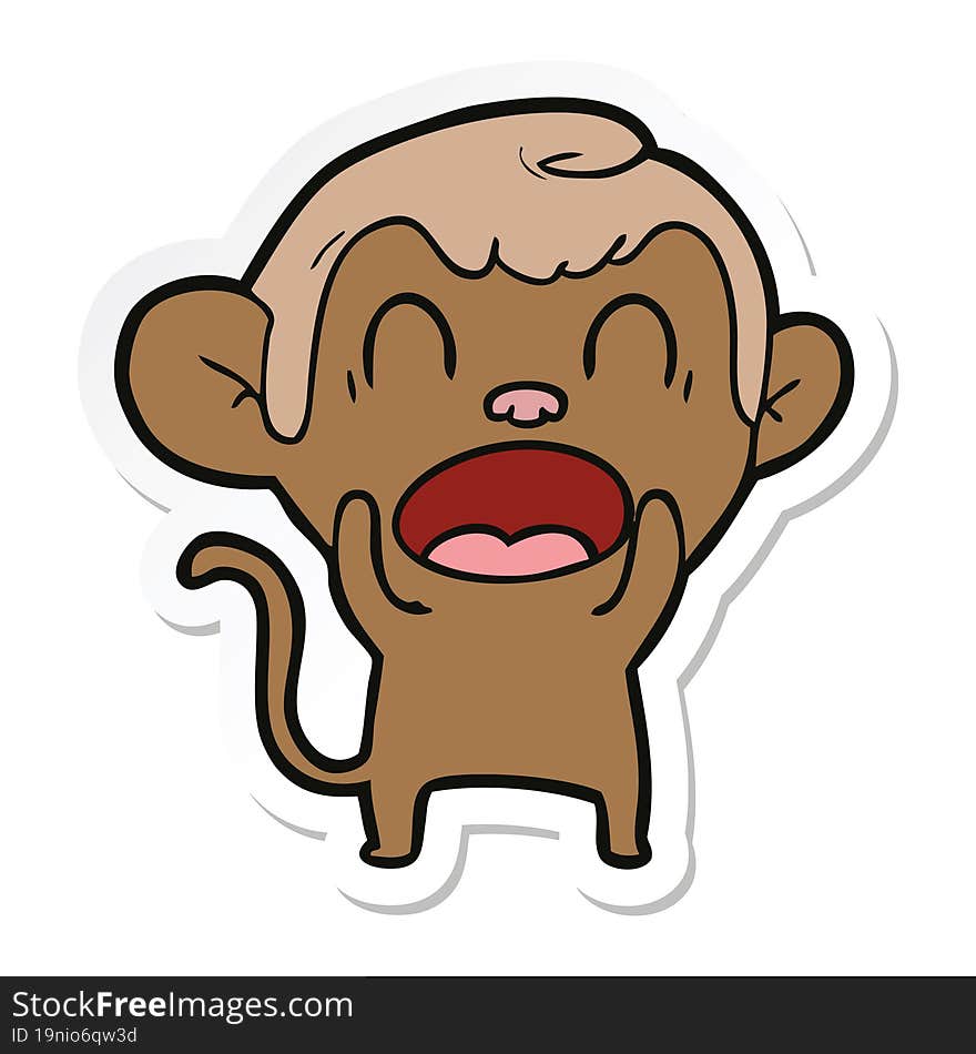 Sticker Of A Shouting Cartoon Monkey