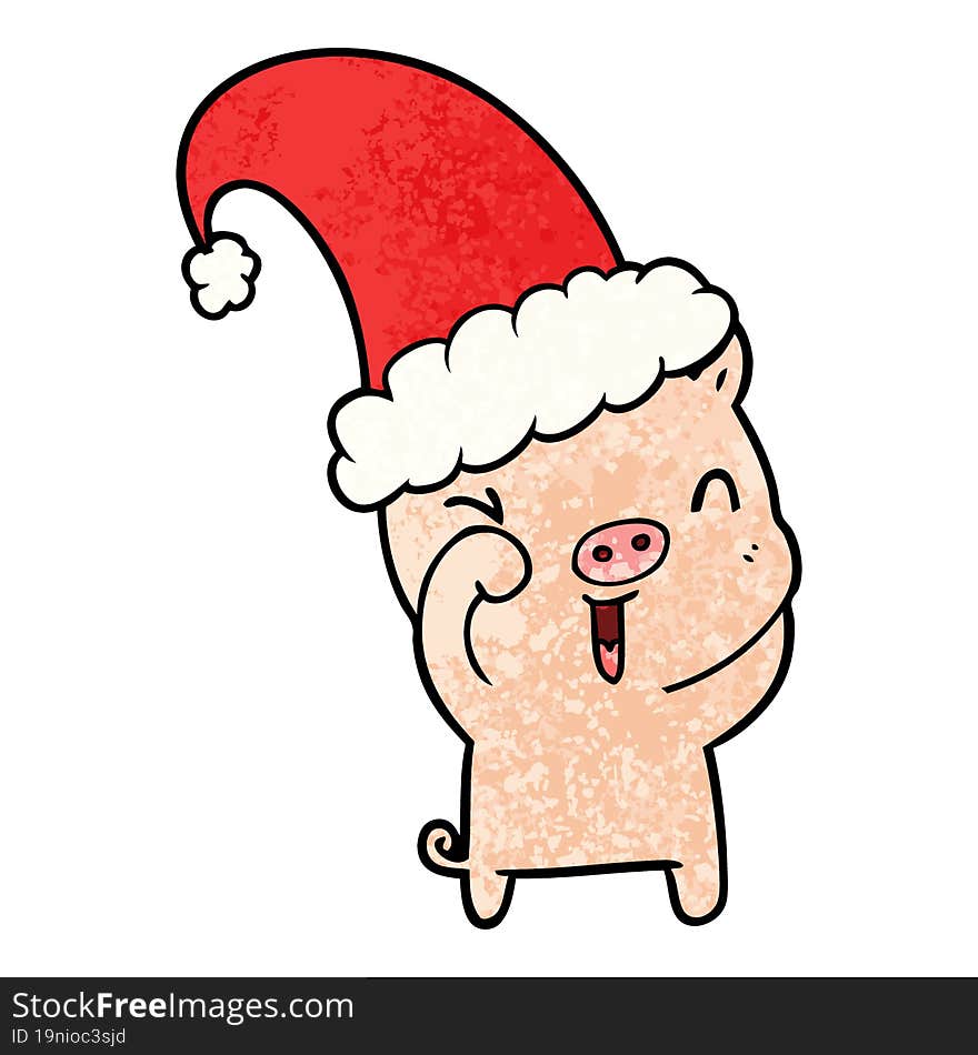 happy cartoon christmas pig. happy cartoon christmas pig