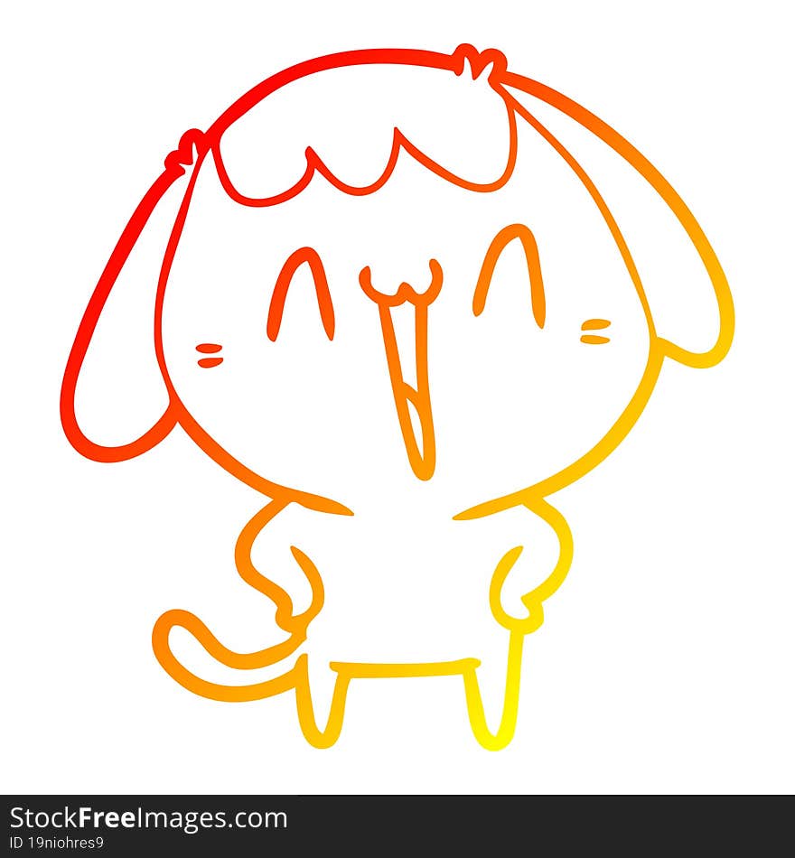 Warm Gradient Line Drawing Cute Cartoon Dog