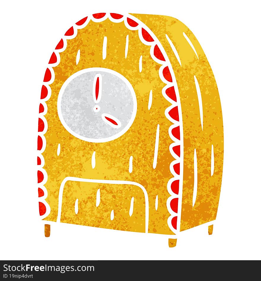 retro cartoon doodle of an old fashioned clock