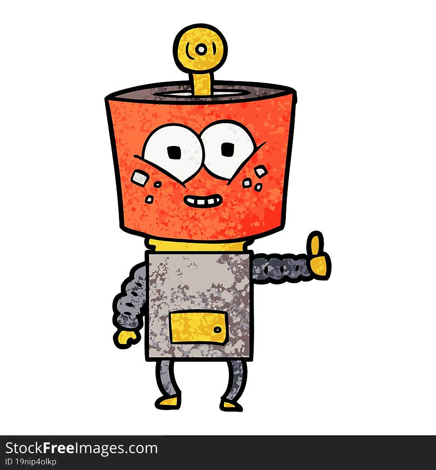 happy cartoon robot giving thumbs up. happy cartoon robot giving thumbs up