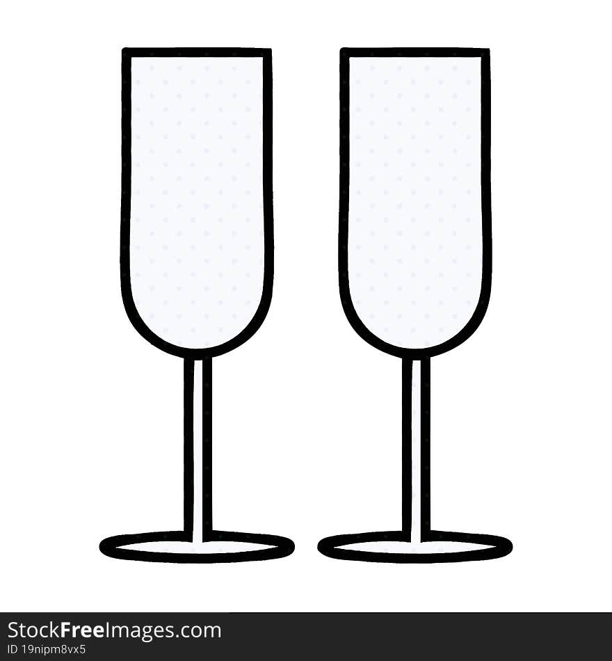 comic book style cartoon champagne flutes