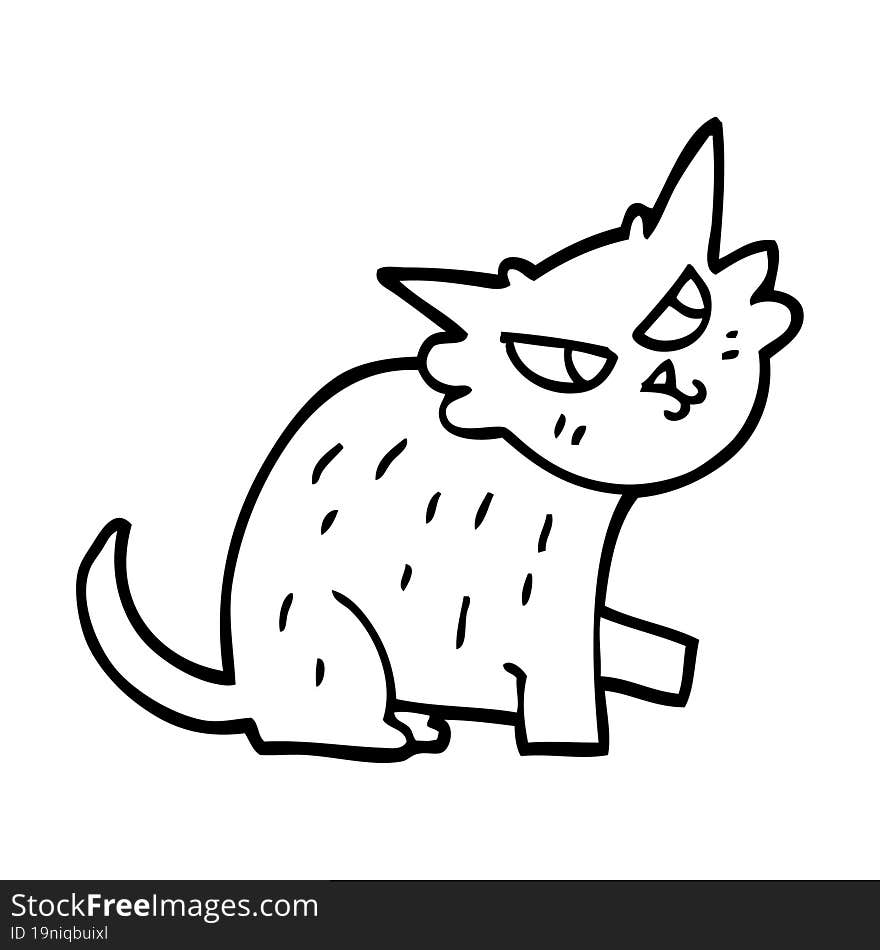 line drawing cartoon ginger cat