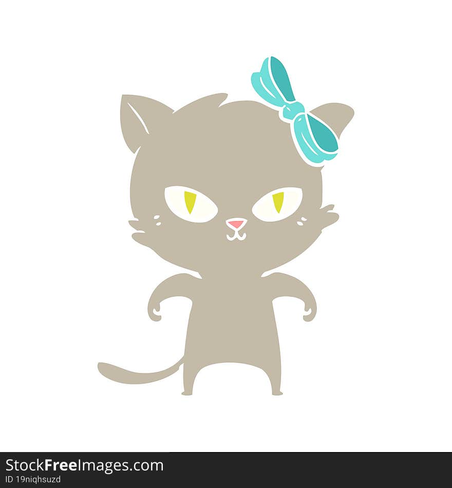 cute flat color style cartoon cat