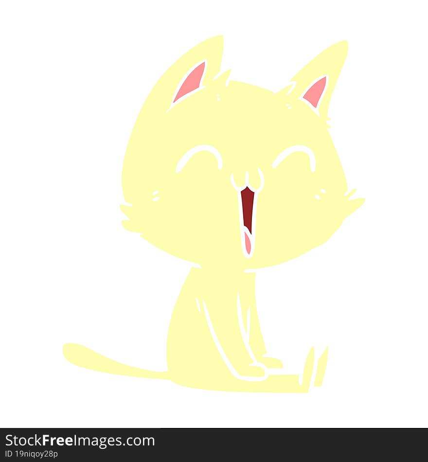 happy flat color style cartoon cat