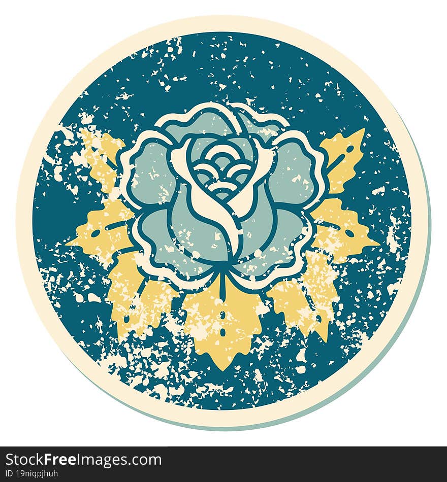 iconic distressed sticker tattoo style image of a rose. iconic distressed sticker tattoo style image of a rose