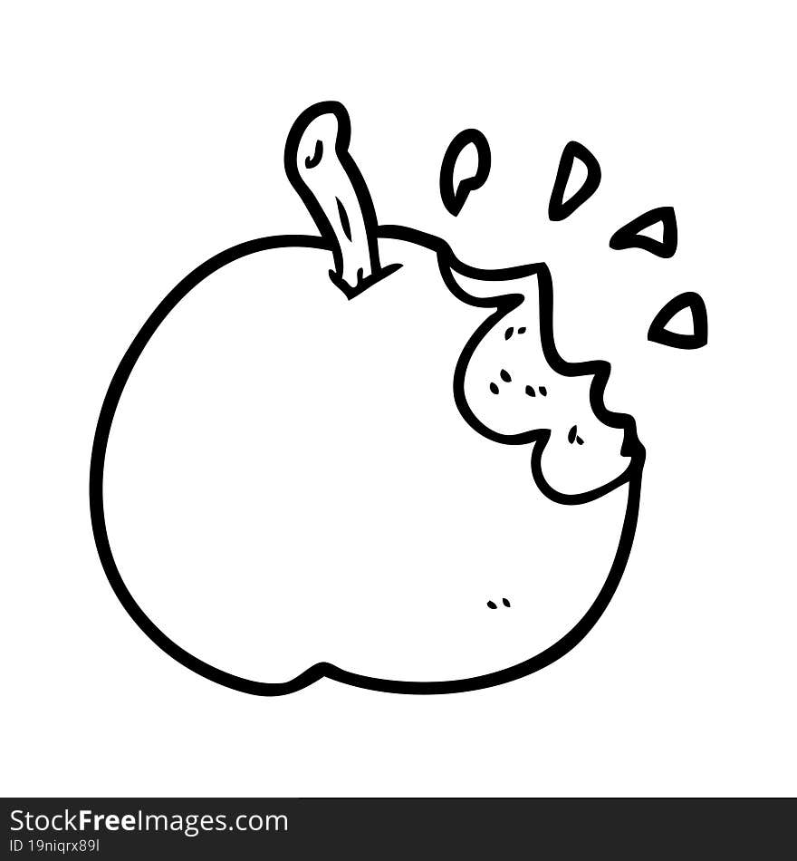 line drawing of a fresh bitten apple. line drawing of a fresh bitten apple