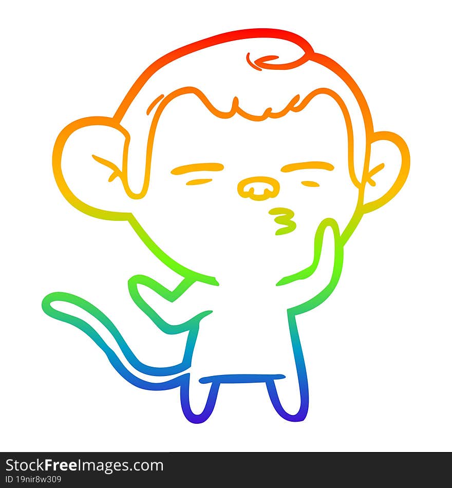 rainbow gradient line drawing cartoon suspicious monkey