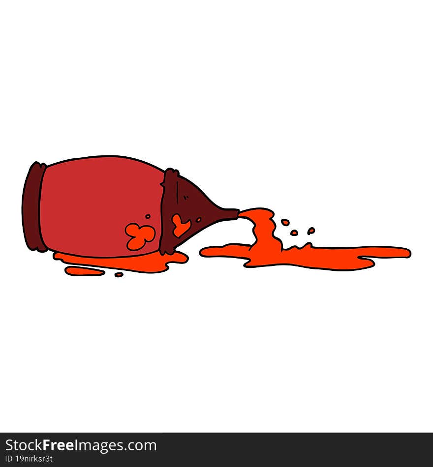 cartoon spilled ketchup bottle