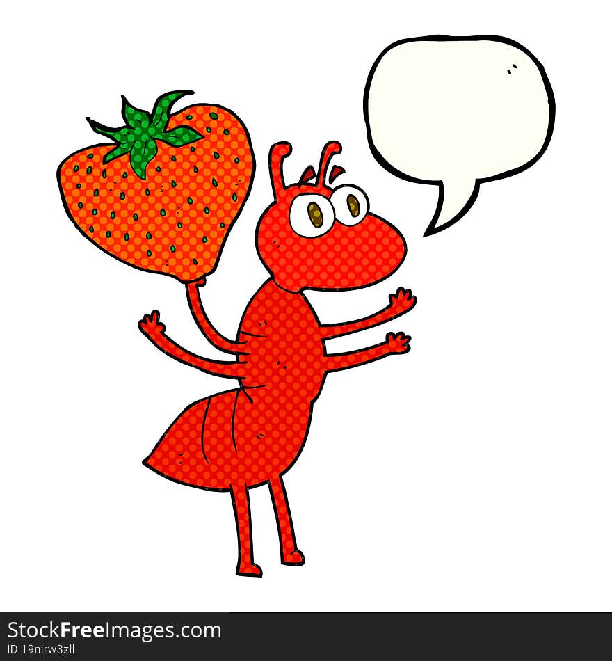 Comic Book Speech Bubble Cartoon Ant Carrying Food