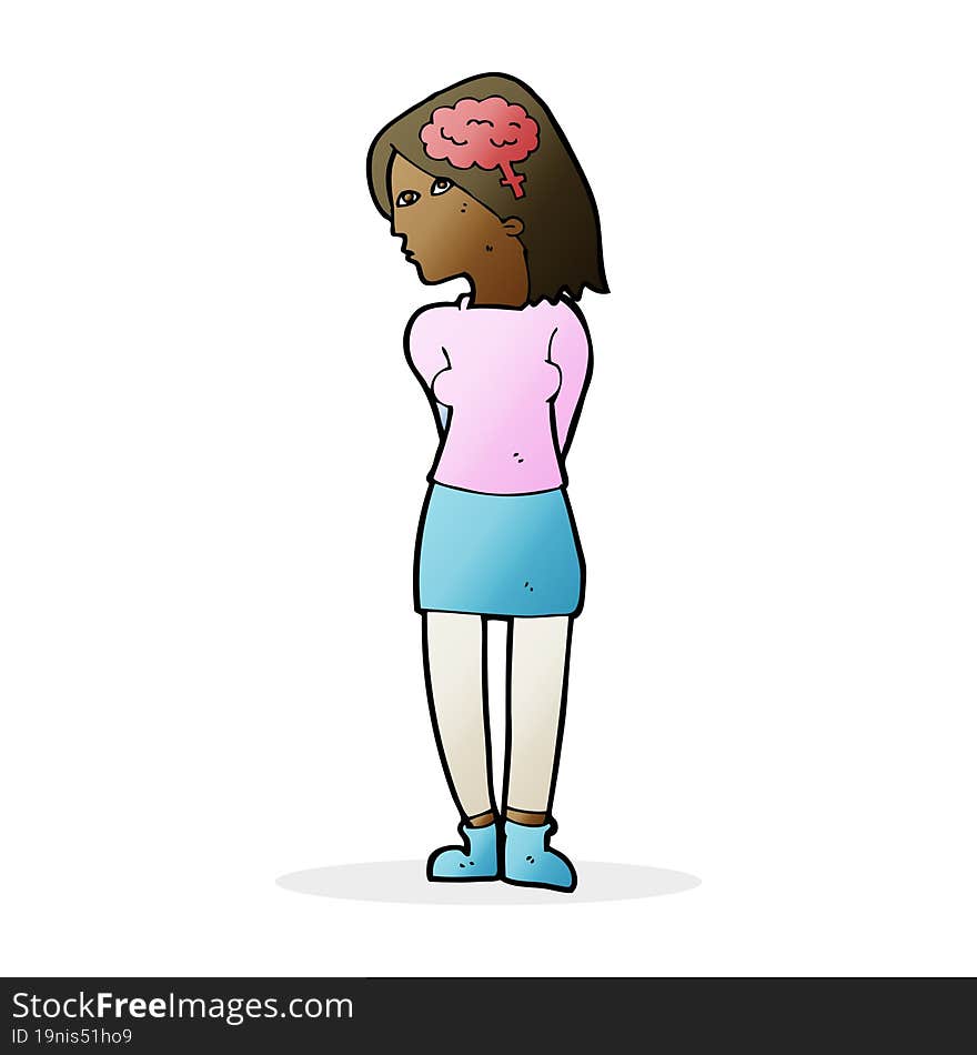 cartoon brainy woman