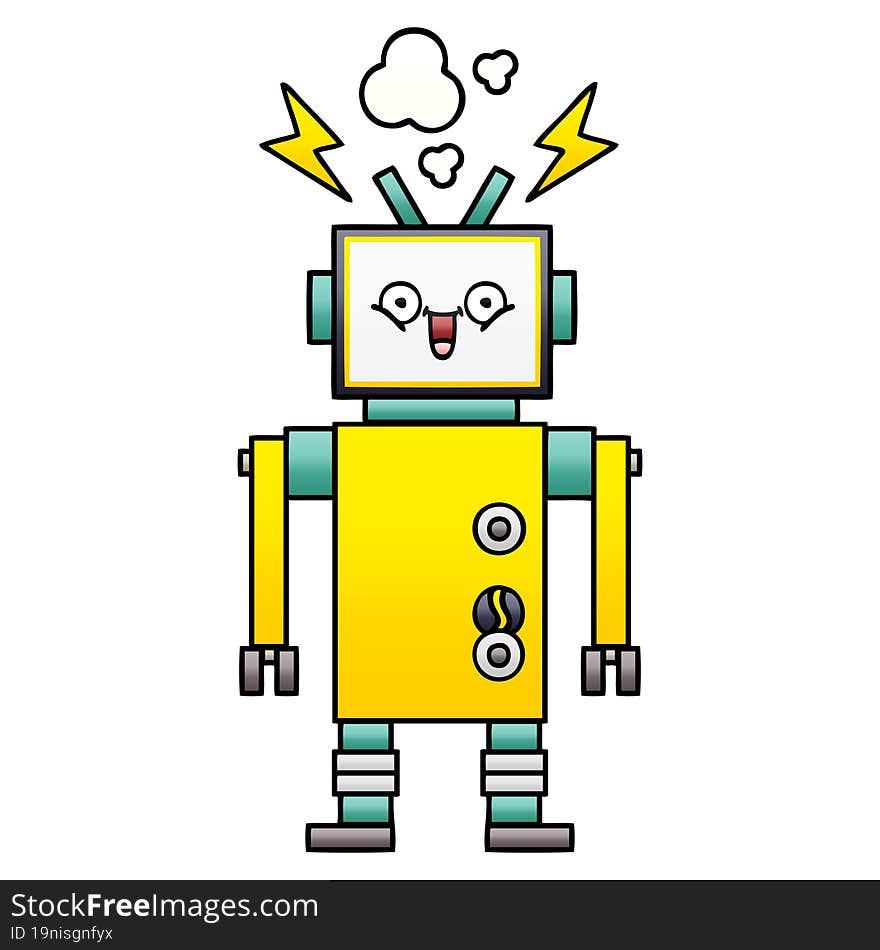 gradient shaded cartoon happy robot