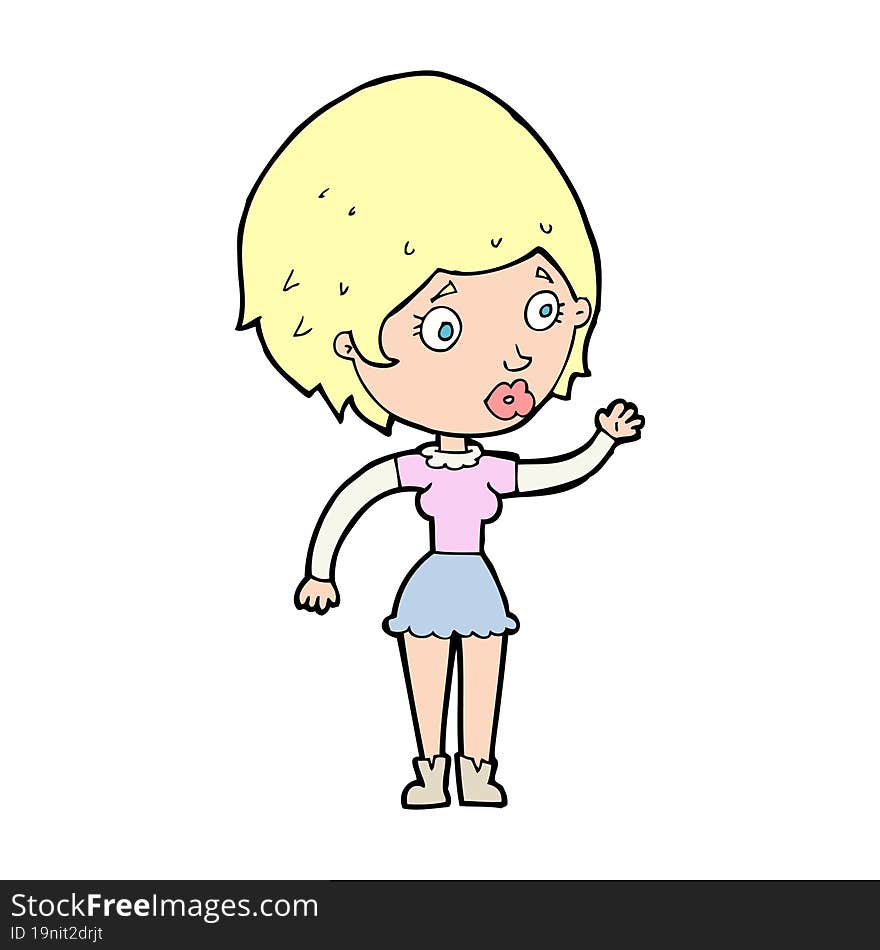 cartoon woman waving