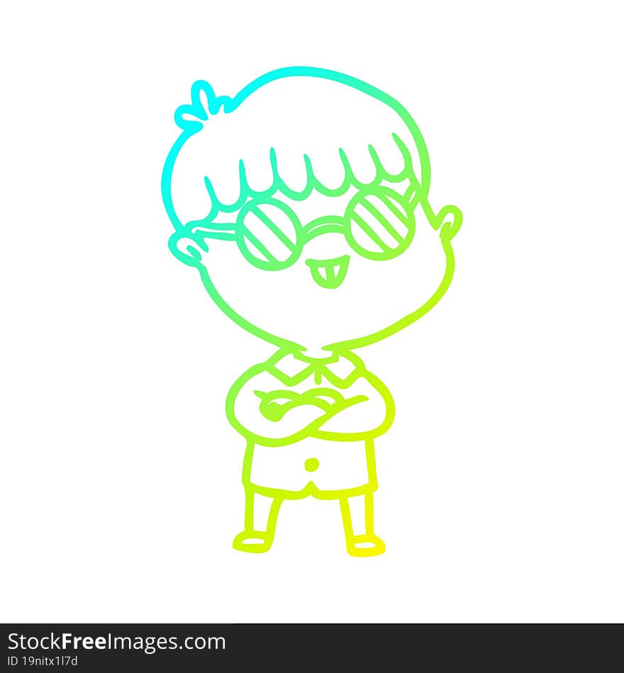 cold gradient line drawing cartoon boy wearing spectacles