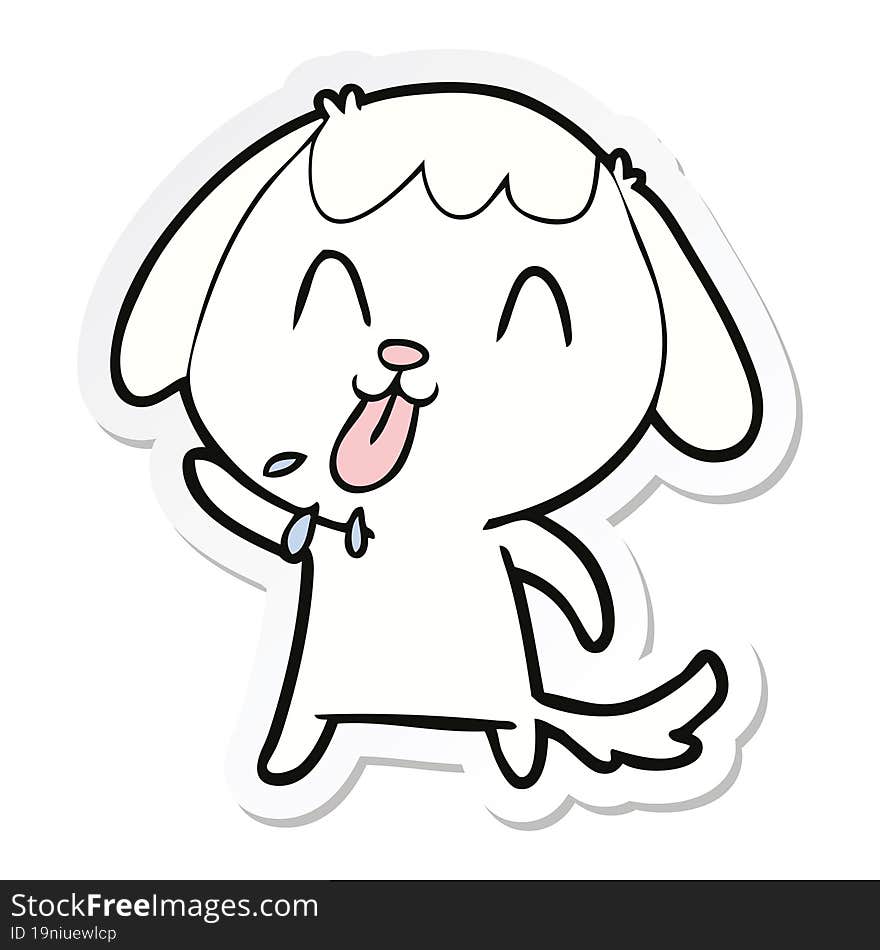 Sticker Of A Cute Cartoon Dog