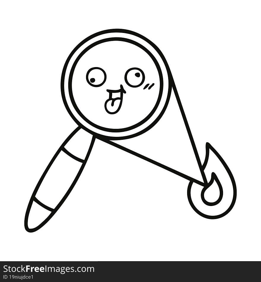 line drawing cartoon of a magnifying glass