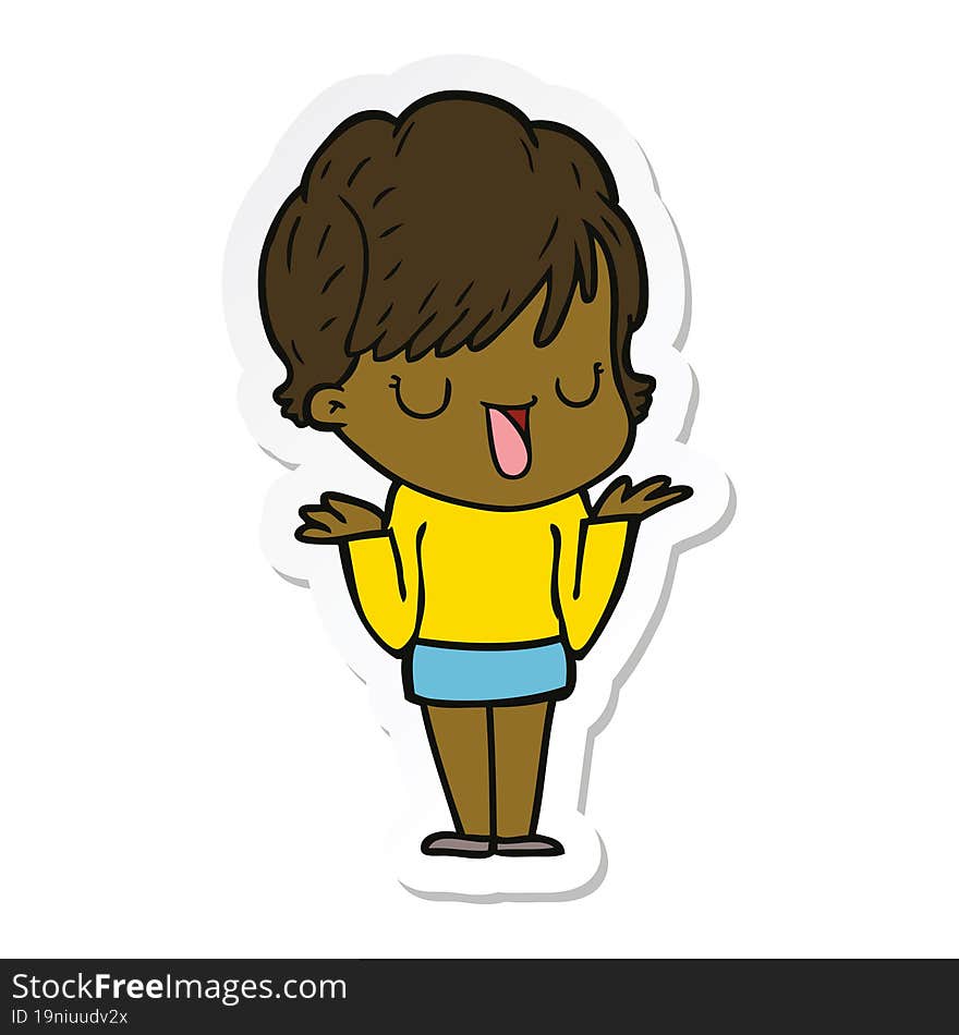 Sticker Of A Cartoon Woman Talking