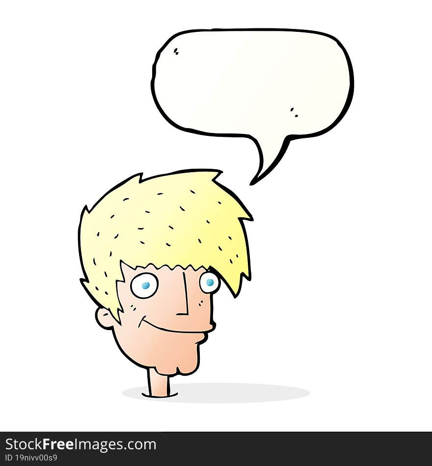 cartoon smiling man with speech bubble