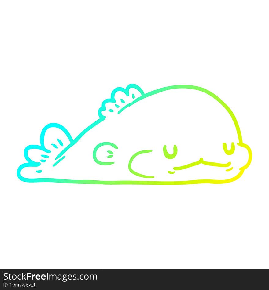 Cold Gradient Line Drawing Cute Fish