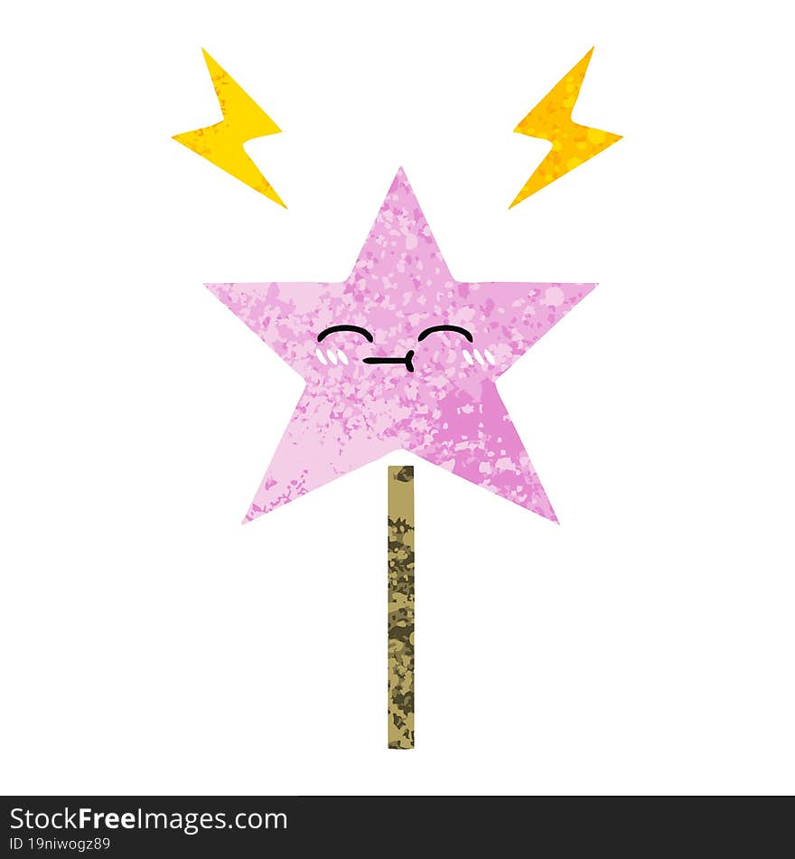 retro illustration style cartoon magic wand