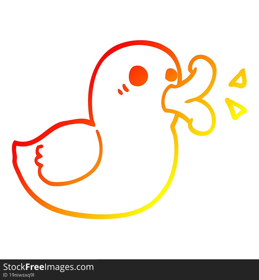 warm gradient line drawing cartoon happy duck