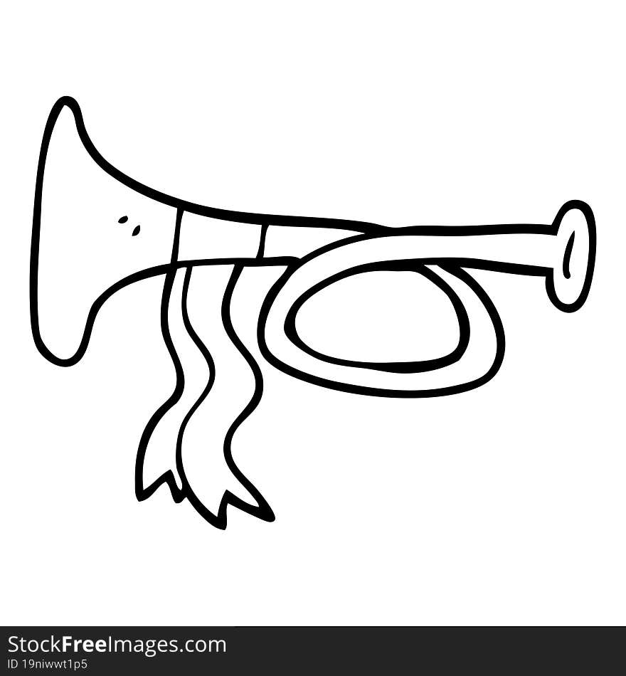 line drawing cartoon metal trumpet