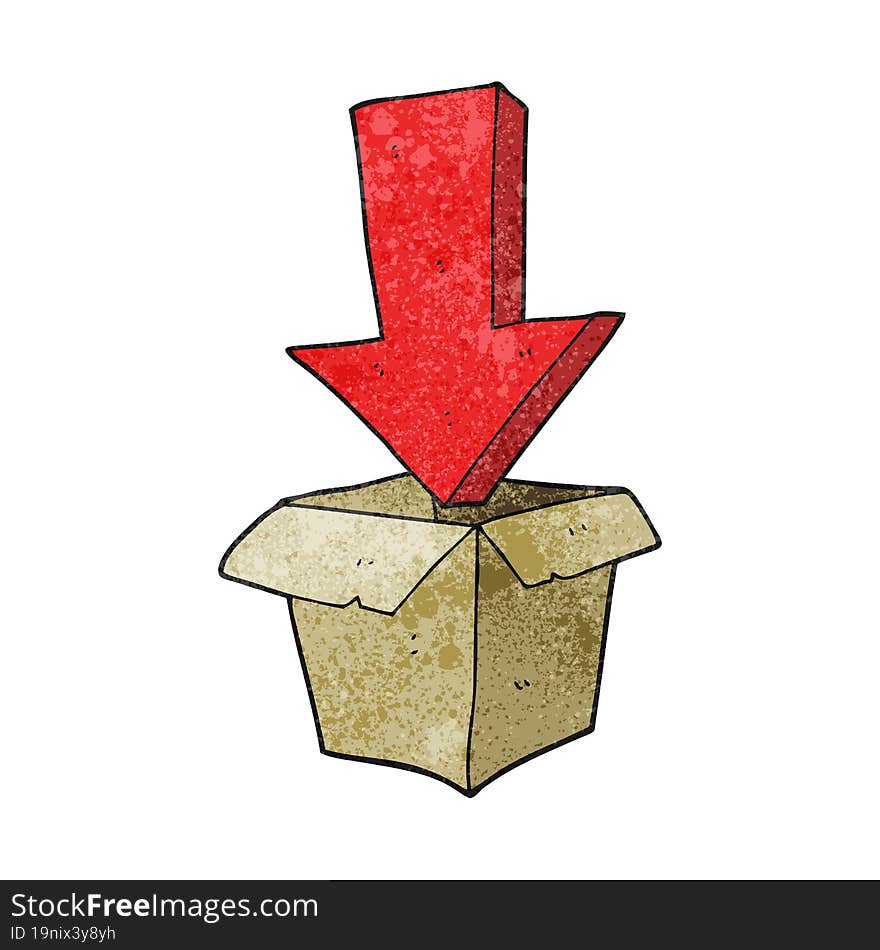 textured cartoon empty box with arrow