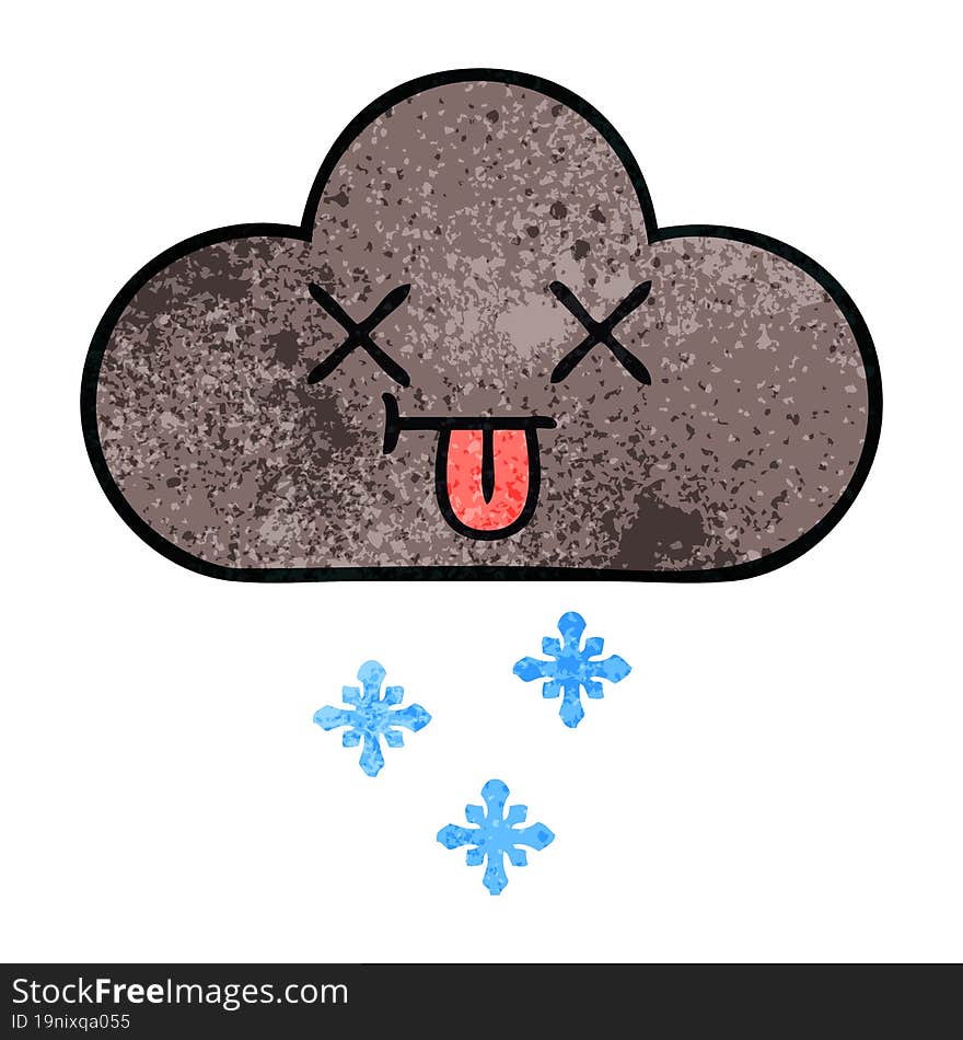 retro grunge texture cartoon of a storm snow  cloud