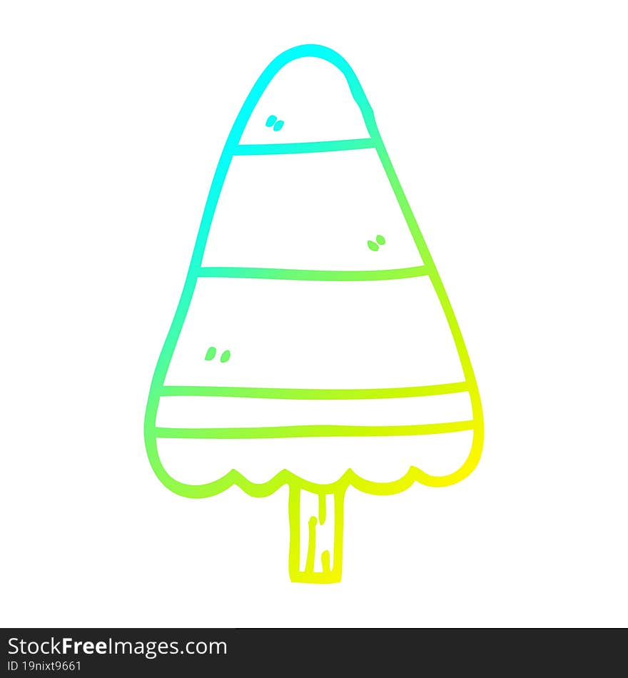 Cold Gradient Line Drawing Cartoon Christmas Tree