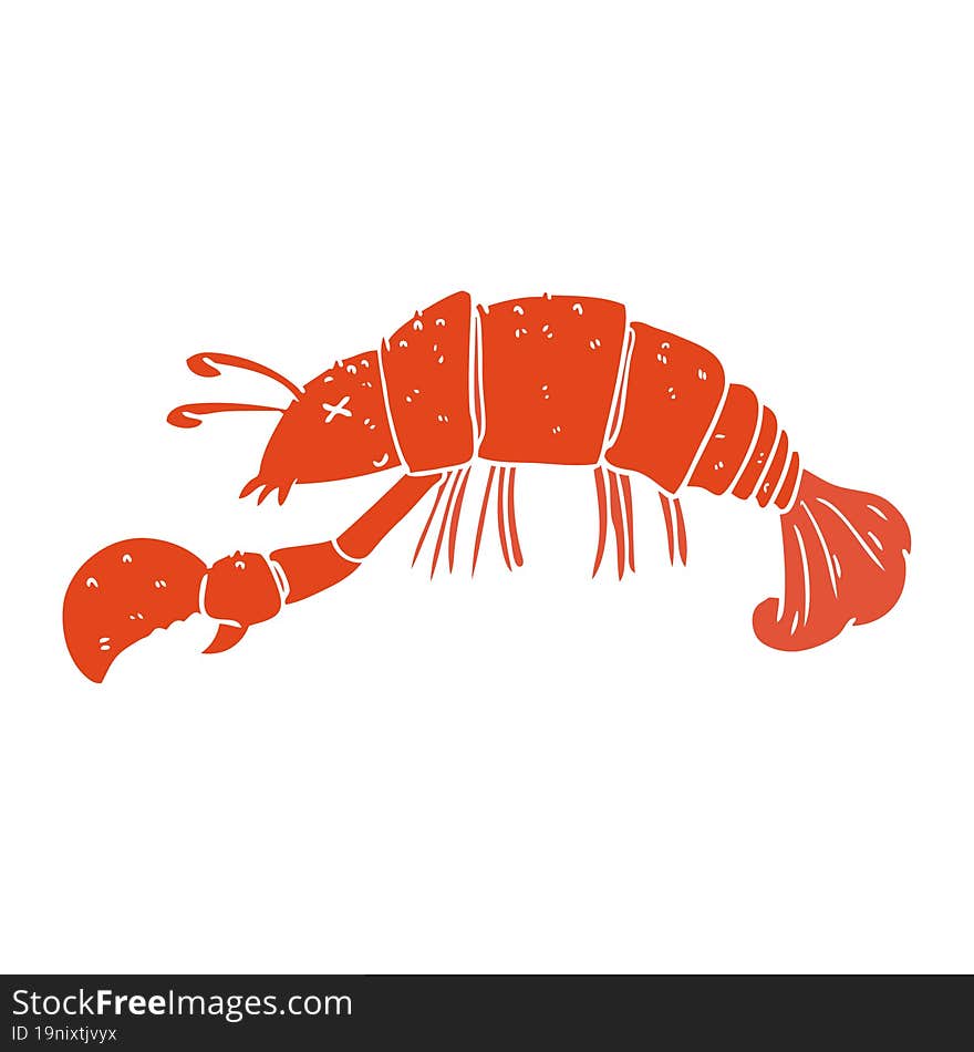 Flat Color Style Cartoon Lobster