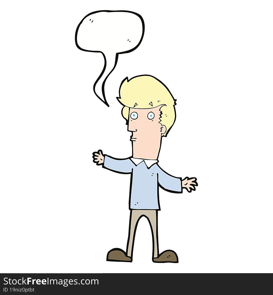 cartoon startled man with speech bubble