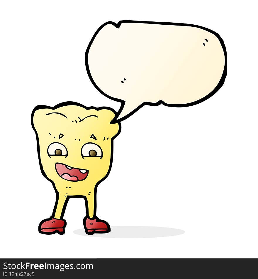 cartoon yellow tooth with speech bubble