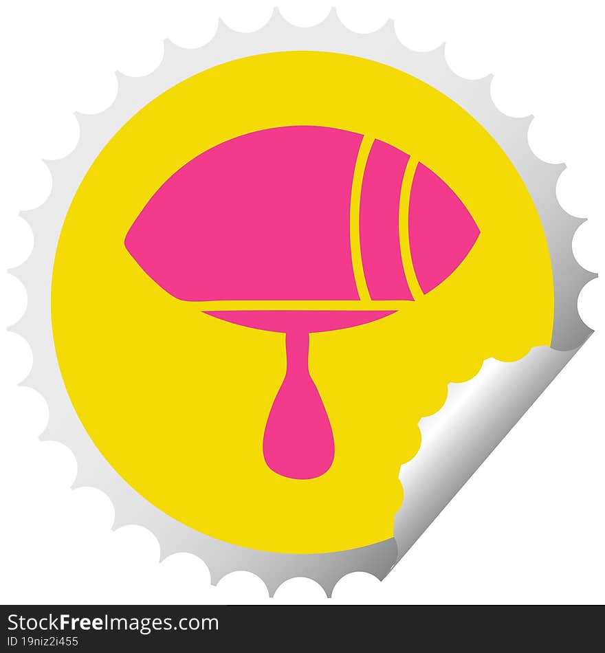 Circular Peeling Sticker Cartoon Crying Eye Looking To One Side