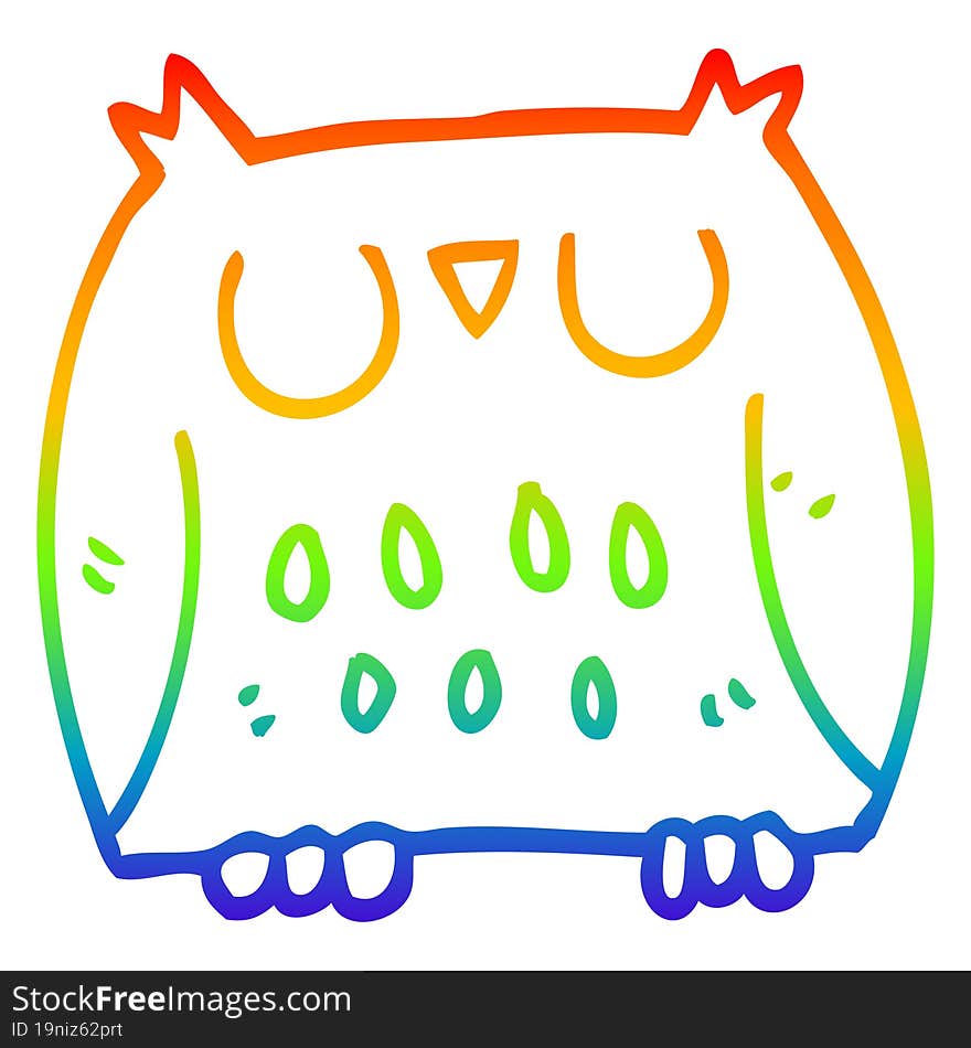 rainbow gradient line drawing cartoon cute owl