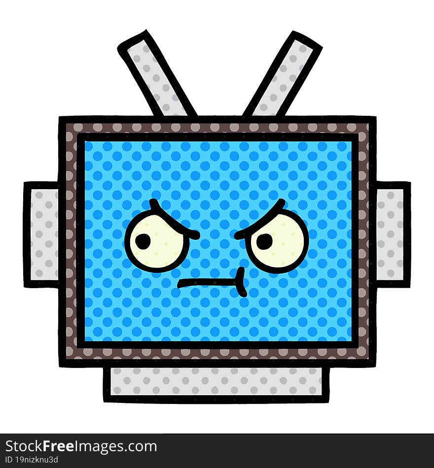 comic book style cartoon robot head