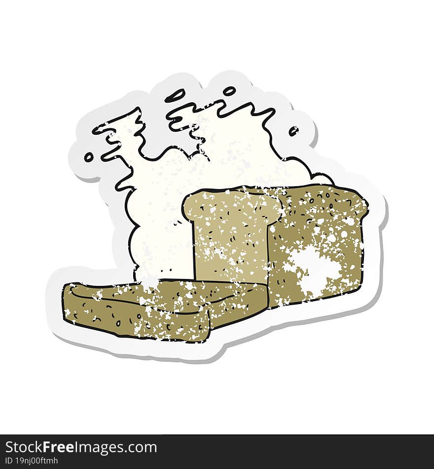 retro distressed sticker of a cartoon loaf of bread