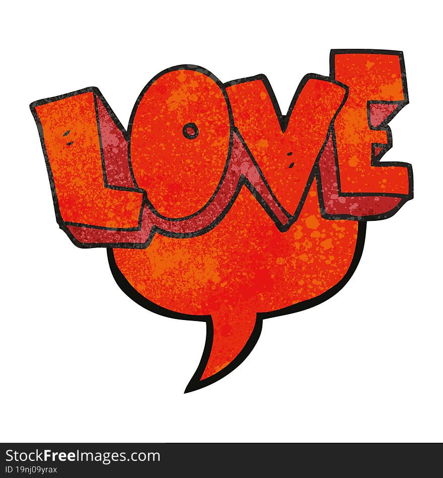 freehand speech bubble textured cartoon love symbol