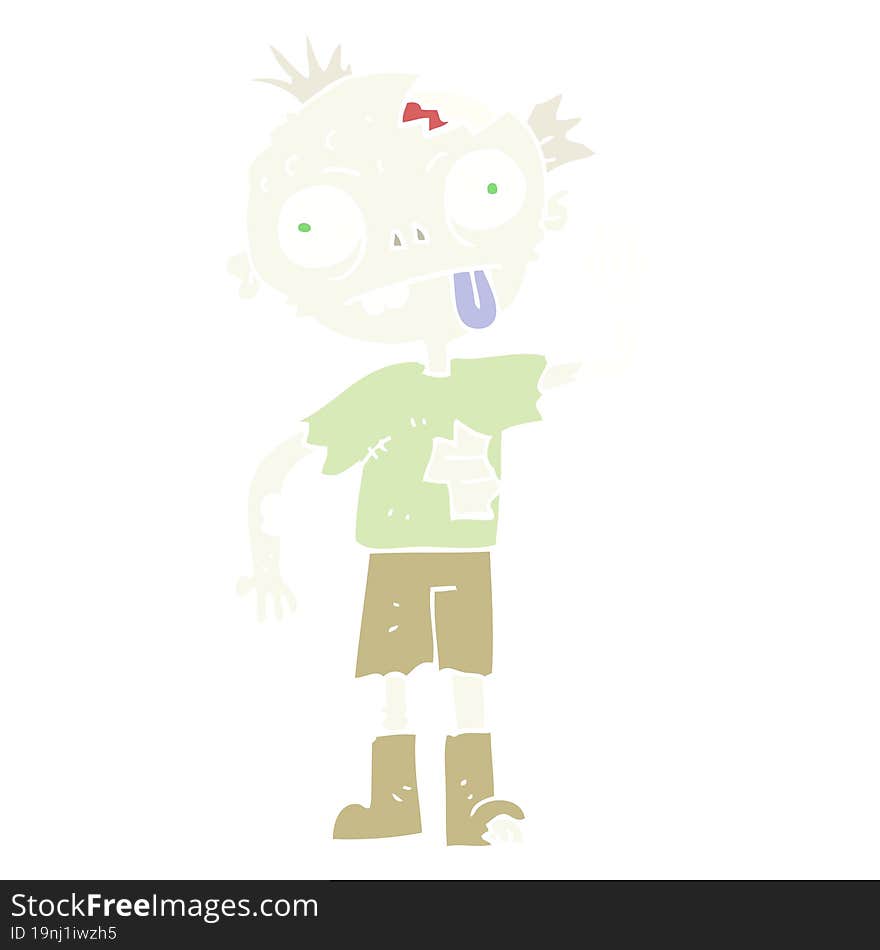 flat color illustration of a cartoon zombie