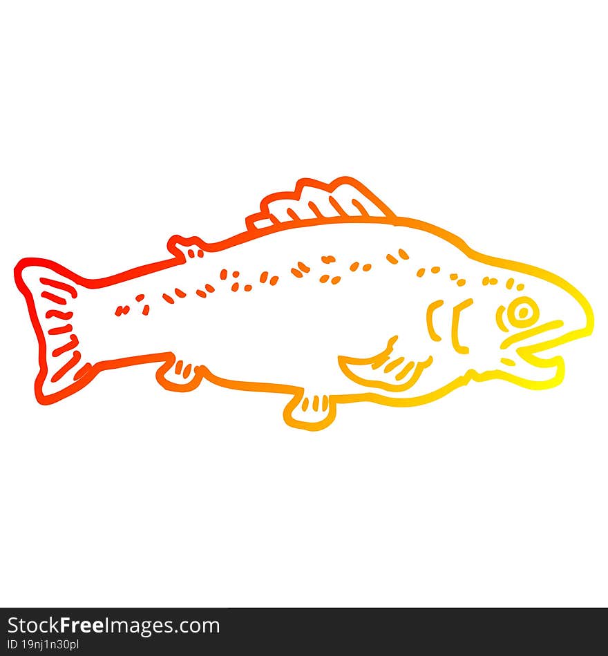 warm gradient line drawing of a cartoon large fish