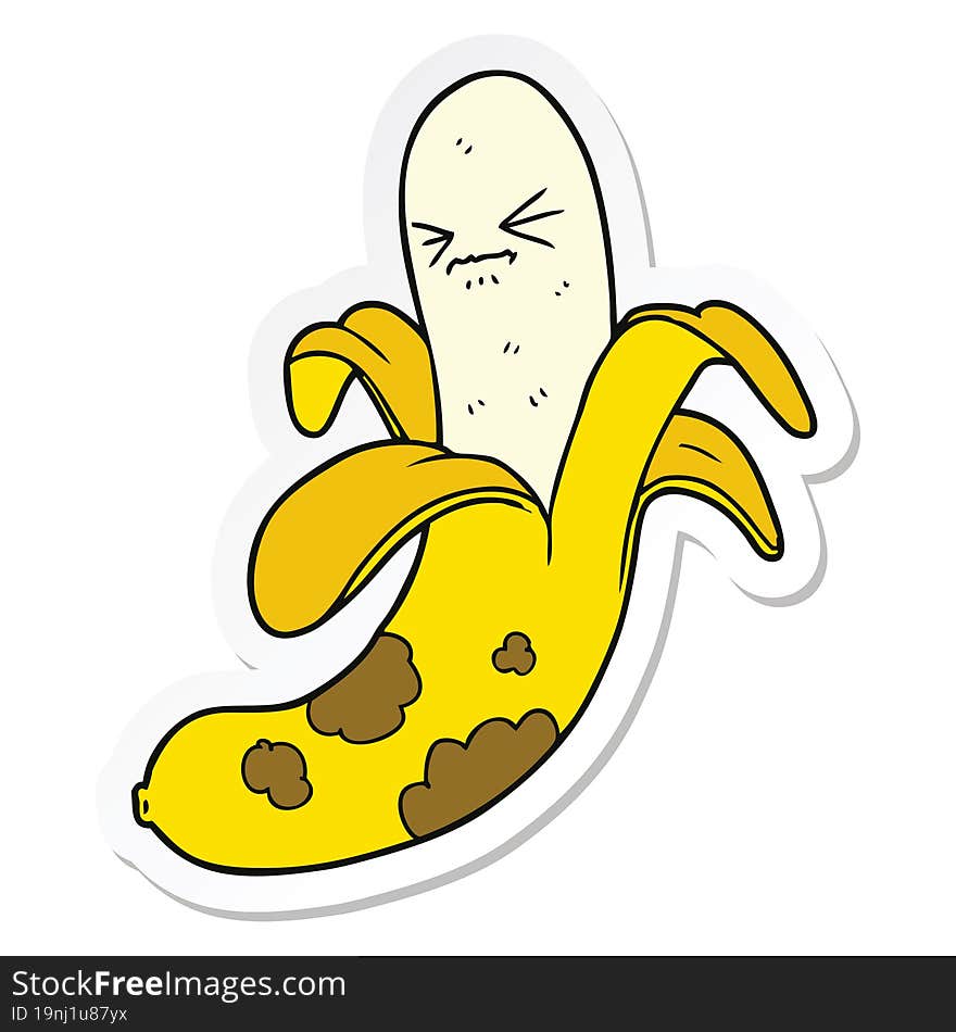 sticker of a cartoon rotten banana