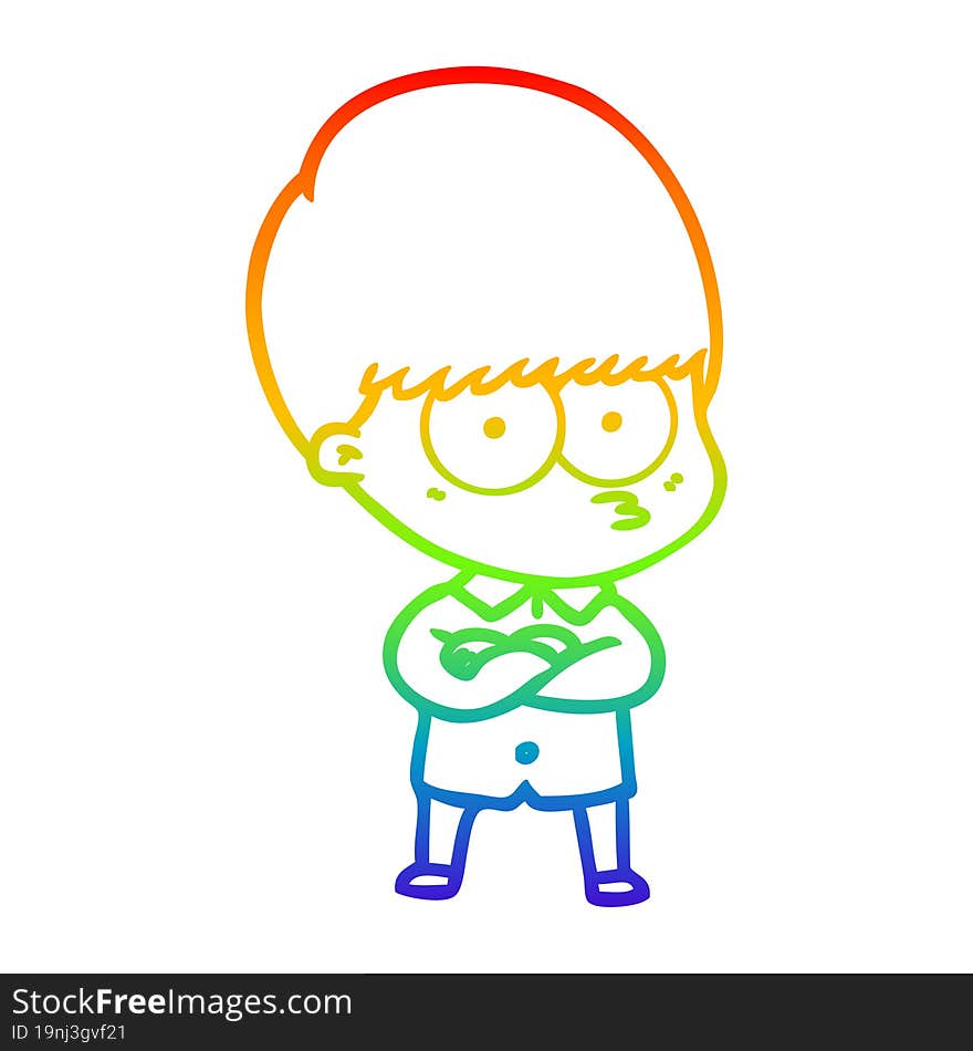 rainbow gradient line drawing annoyed cartoon boy