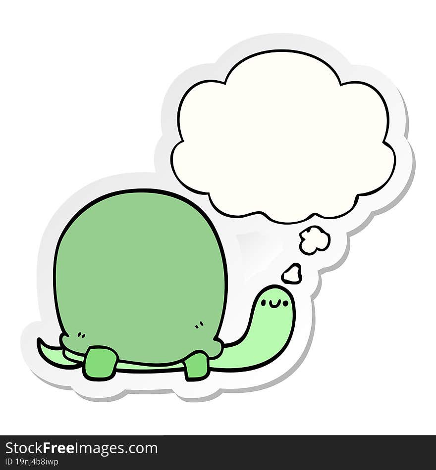 Cute Cartoon Tortoise And Thought Bubble As A Printed Sticker