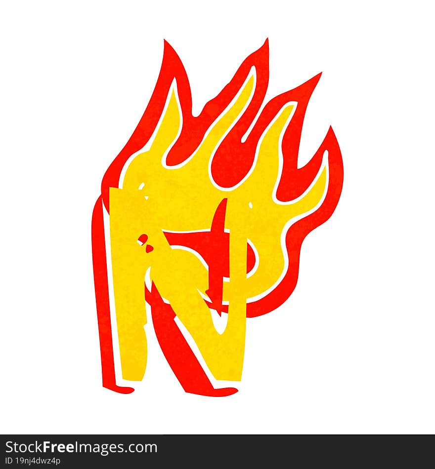 cartoon flaming letter