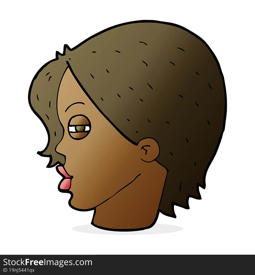 cartoon female face with narrowed eyes